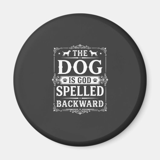 Grappige Hond God Omgekeerd Geschreven Magneet (Voorkant)