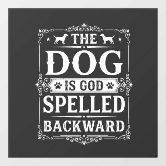 Grappige Hond God Omgekeerd Geschreven Raamsticker (Vel)