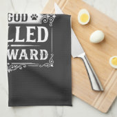 Grappige Hond God Omgekeerd Geschreven Theedoek (Quarter Fold)