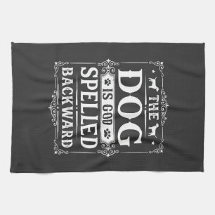 Grappige Hond God Omgekeerd Geschreven Theedoek