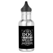 Grappige Hond God Omgekeerd Geschreven Waterfles (Links)