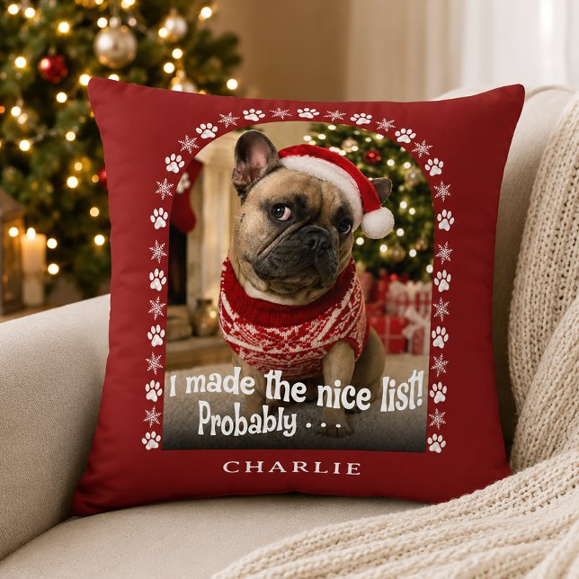 Grappige Hond Grappige Huisdier Foto Kerstmis  Kussen (Creator heeft geüpload)