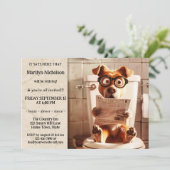 Grappige hond grillige pensioen partij kaart (Staand voorkant)