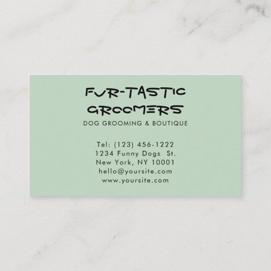 Grappige hond Groomers Boutique QR Code Visitekaartje (Achterkant)