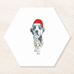 Grappige Hond Grote Deen Kerstmis Kerstman Hoed Ke Kartonnen Onderzetters