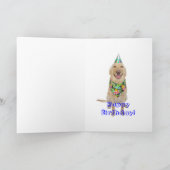 Grappige hond Happy Birthday in vier talen Kaart (Binnen)