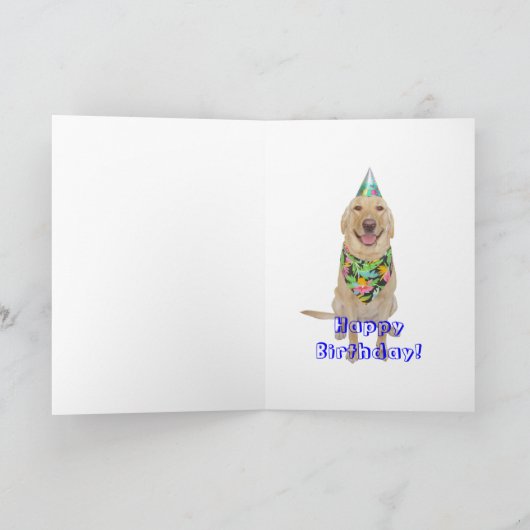 Grappige hond Happy Birthday in vier talen Kaart (Binnen)