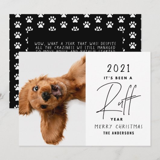 Grappige Hond Het Is Een Ruw Jaar Gepersonaliseerd Kaart (Voorkant / Achterkant)