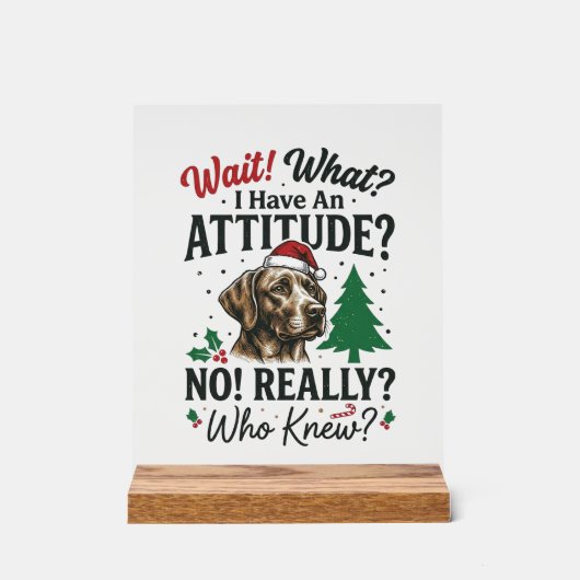 Grappige Hond Houding Kerst Vector Ontwerp_1 Acryl Bord (Voorkant)
