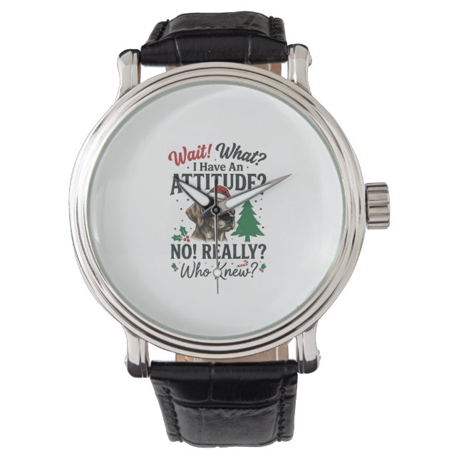 Grappige Hond Houding Kerst Vector Ontwerp_1 Horloge (Voorkant)