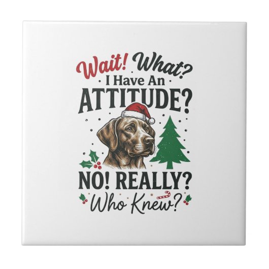 Grappige Hond Houding Kerst Vector Ontwerp_1 Tegeltje (Voorkant)
