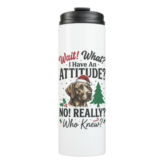 Grappige Hond Houding Kerst Vector Ontwerp_1 Thermosbeker (Voorkant)