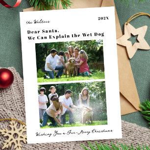 Grappige Hond huisdier foto familie Kerstmis Feestdagenkaart