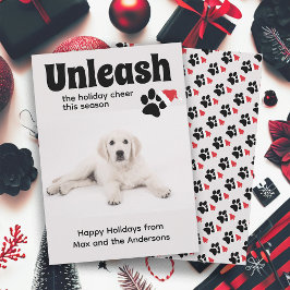 Grappige Hond Huisdier Pup Foto Prettig Kerstfeest Feestdagenkaart