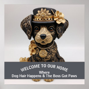 Grappige hond huisdier vriendelijke thuis waarschu poster