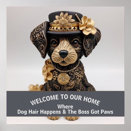 Grappige hond huisdier vriendelijke thuis waarschu poster (Voorkant)