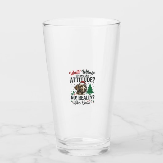 Grappige Hond Humeur Kerst Vector Ontwerp_1 Glas (Voorkant)