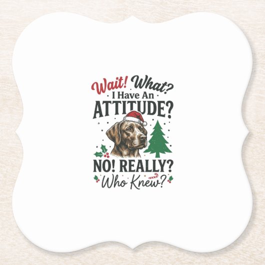 Grappige Hond Humeur Kerst Vector Ontwerp_1 Kartonnen Onderzetters (Voorkant)