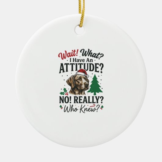Grappige Hond Humeur Kerst Vector Ontwerp_1 Keramisch Ornament (Voorkant)