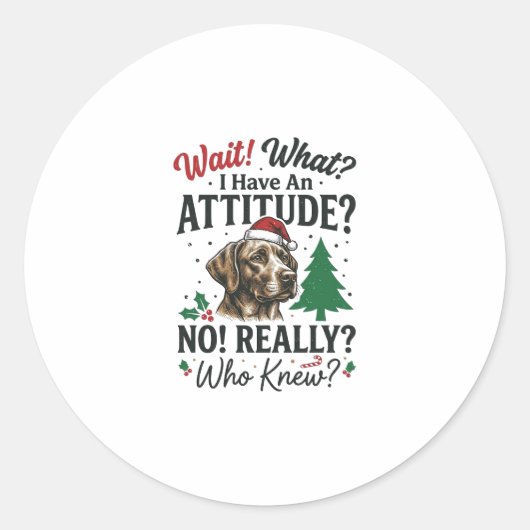 Grappige Hond Humeur Kerst Vector Ontwerp_1 Ronde Sticker (Voorkant)