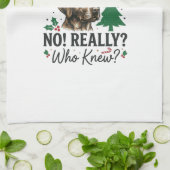 Grappige Hond Humeur Kerst Vector Ontwerp_1 Theedoek (Gevouwen)