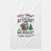 Grappige Hond Humeur Kerst Vector Ontwerp_1 Theedoek (Verticaal)