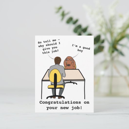 Grappige hond illustratie gefeliciteerd nieuwe baa briefkaart (Staand voorkant)