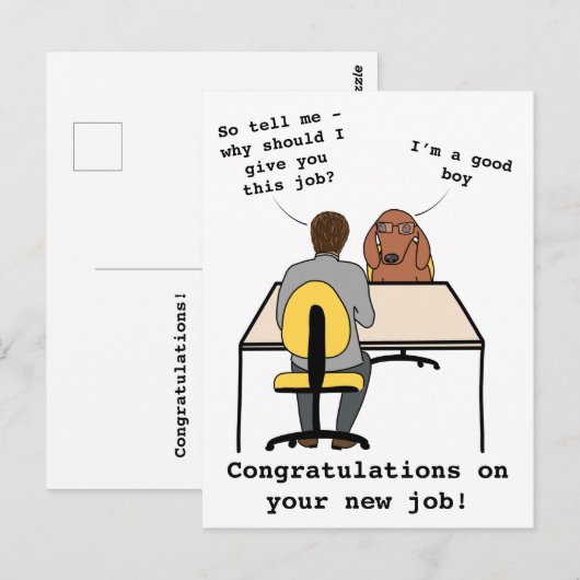 Grappige hond illustratie gefeliciteerd nieuwe baa briefkaart (Voorkant / Achterkant)