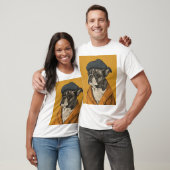 Grappige hond in baret naïeve tekening T-shirt (Unisex)