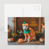 Grappige Hond in Halloween Kostuum Feestdagenkaart (Voorkant / Achterkant)