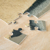 Grappige hond in handdoek met kat puzzel legpuzzel (Zijkant)