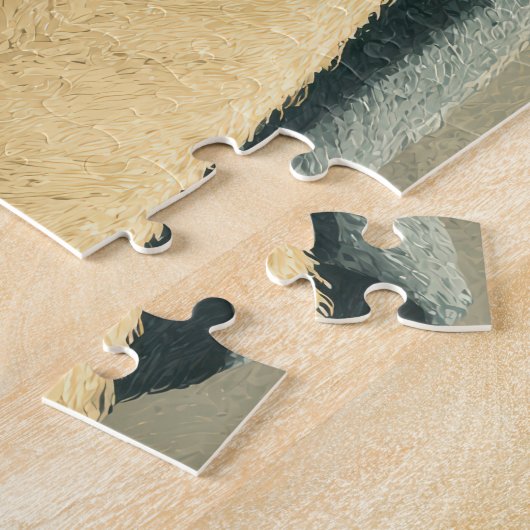 Grappige hond in handdoek met kat puzzel legpuzzel (Zijkant)