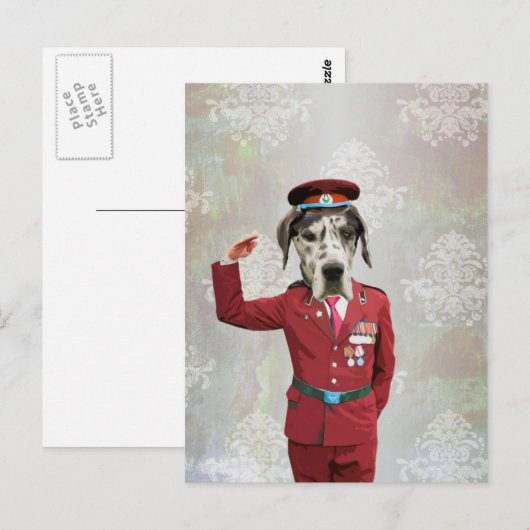 Grappige hond in rood uniform briefkaart (Voorkant / Achterkant)