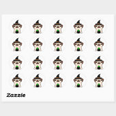 Grappige hond is een heks ronde sticker (Vel)