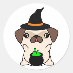 Grappige hond is een heks ronde sticker