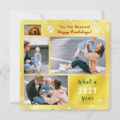 Grappige Hond Kat 4 Foto's Collage Schattig Elegan Feestdagenkaart (Voorkant)