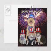 Grappige hond / kat 4 juli briefkaart (Voorkant / Achterkant)