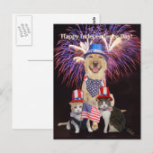 Grappige hond / kat 4 juli briefkaart (Voorkant / Achterkant)