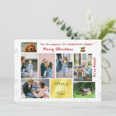 Grappige Hond Kat 7 Foto's Collage We hebben Moved Feestdagenkaart (Staand voorkant)