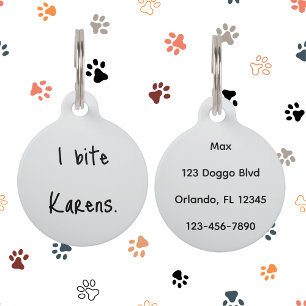 Grappige Hond Kat Ik Bijt Karen's Halsband Aangepa Huisdierpenning
