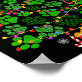 Grappige Hond Kat Paws Kerstboom Xmas Lights Anim Poster (Hoek)