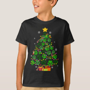 Grappige Hond Kat Paws Kerstboom Xmas Lights Anim T-shirt