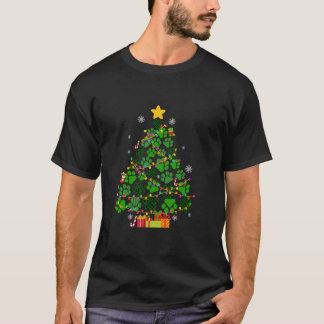 Grappige Hond Kat Paws Kerstboom Xmas Lights Anim T-shirt
