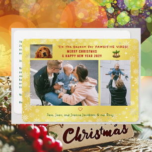 Grappige Hond Kat Pawsitive 3 foto's Minimalist Go Feestdagenkaart