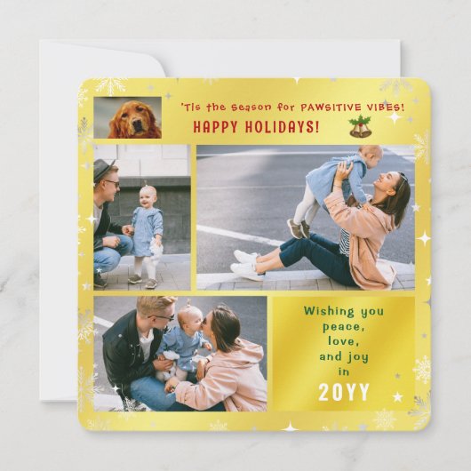 Grappige Hond Kat Vrede Liefde Vreugde Elegante Go Feestdagenkaart (Voorkant)