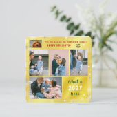 Grappige Hond Kat Wat Een Jaar 5 Foto's Collage Go Feestdagenkaart (Staand voorkant)