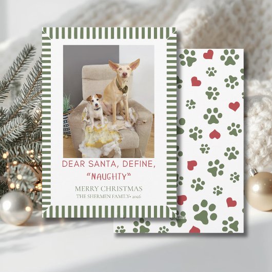 Grappige hond Kerst foto Feestdagenkaart