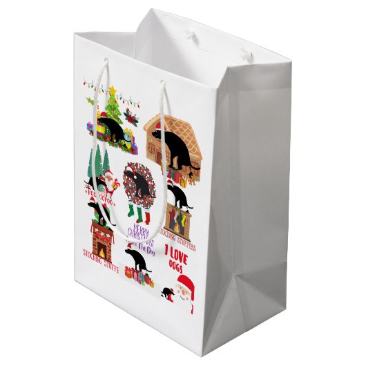 Grappige Hond Kerst Vakantie Humor van Medium Cadeauzakje (Achterkant Gekanteld)