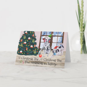 Grappige hond Kerstboom Dalmatiër Spaniel Feestdagen Kaart