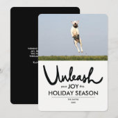 Grappige hond Kerstkaart | Laat je vreugde los (Voorkant / Achterkant)